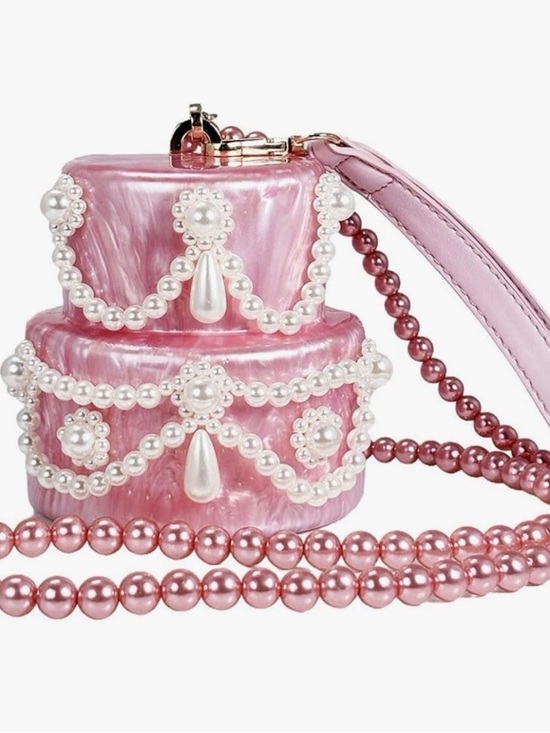 Anthropologie Handbags - Cake Bag Pearl-Embellished Pink Mini Crossbody Bag
